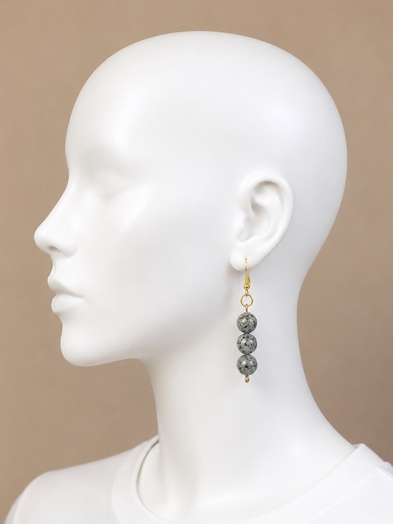 Handmade Jewelry - NWT- Handmade- lava Elegant - Gold and Gray - Dangle Earrings - 925 gold plated